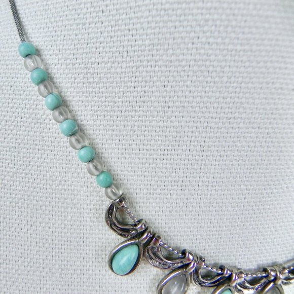 Turquoise & Opal Silver Beaded Necklace - Picture 3 of 9